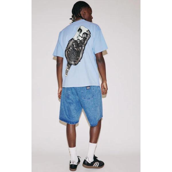 OBEY BIGWIG BAGGY DENIM LIGHT INDIGO SHORTS