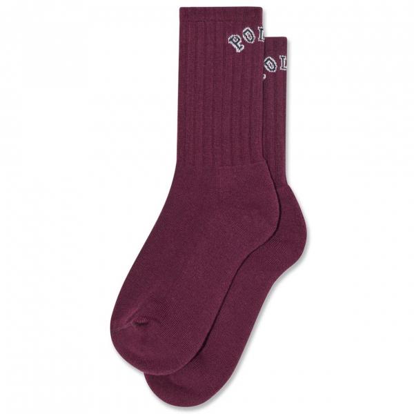 POLAR LARGE RIBS SOCKS COLLEGE LOGO CLOUD WINE