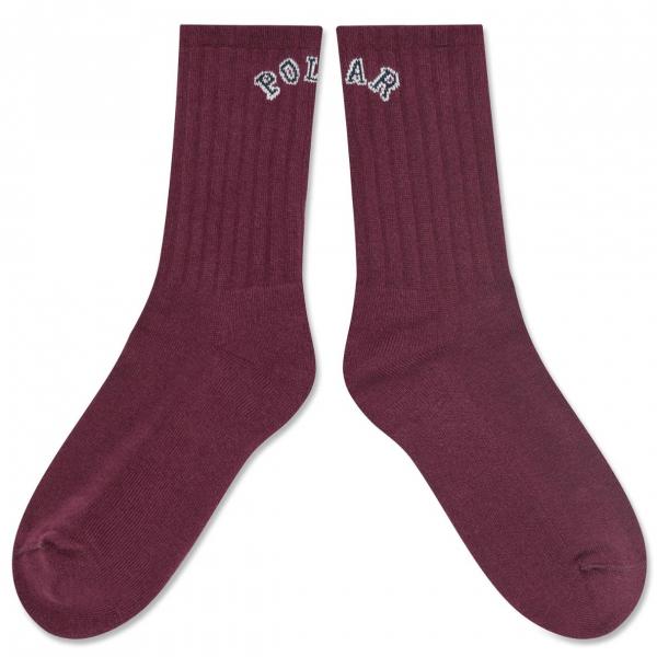 POLAR LARGE RIBS SOCKS COLLEGE LOGO CLOUD WINE