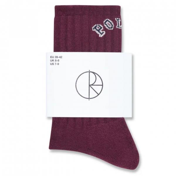 POLAR LARGE RIBS SOCKS COLLEGE LOGO CLOUD WINE