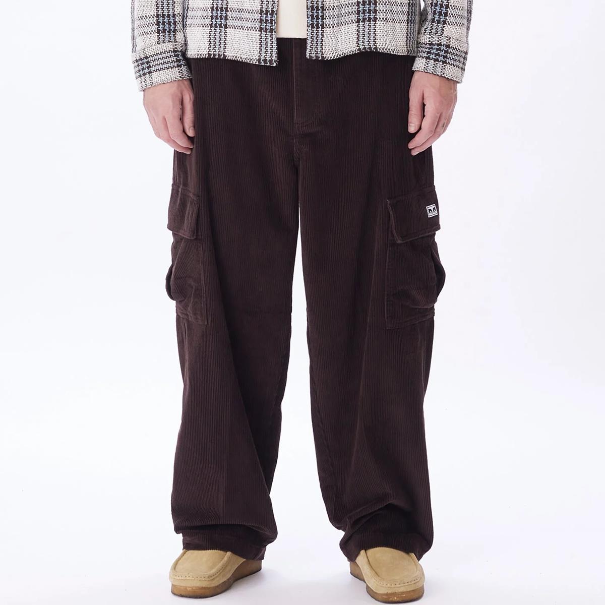 OBEY BIGWIG BAGGY CORDUROY CARGO JAVA BROWN PANTALONI