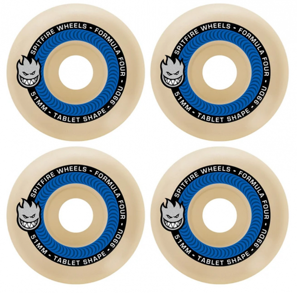 SPITFIRE WHEELS FORMULA FOUR TABLETS 99DU 54MM RUOTE SKATEBOARD