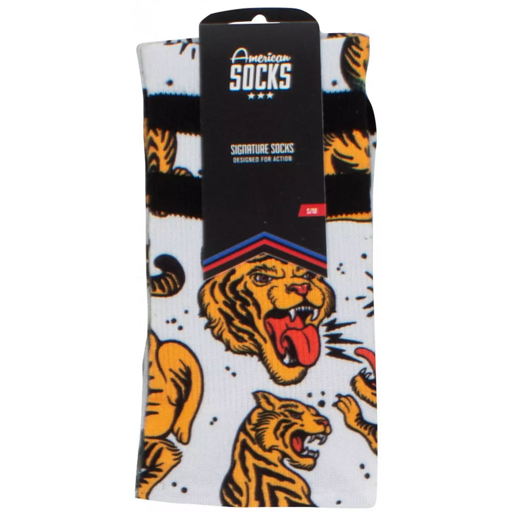 AMERICAN SOCKS TIGER KING WHITE CALZINI