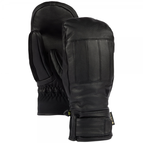 BURTON GONDY GORE-TEX LEATHER MITTENS TRUE BLACK MOFFOLE SNOWBOARD