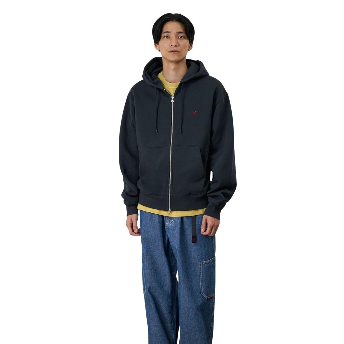 GRAMICCI ONE POINT ZIP HOODED SWEATSHIRT VINTAGE BLACK
