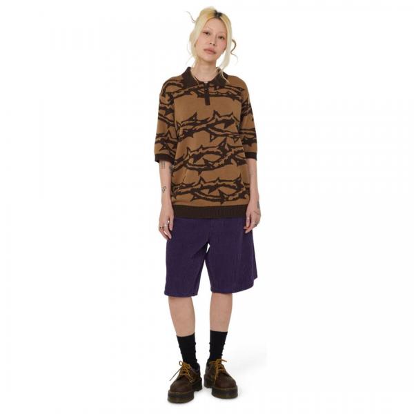 HUF CROMER CORDUROY DARK BERRY SHORTS IN VELLUTO