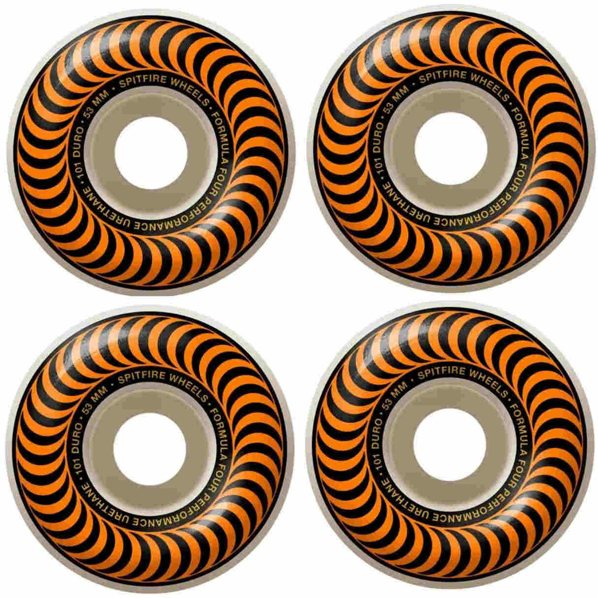 SPITFIRE WHEELS FORMULA FOUR CLASSIC 101DU ORANGE RUOTE SKATEBOARD