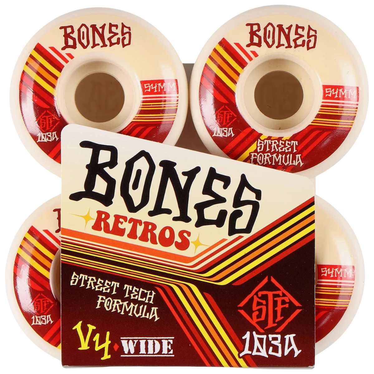 BONES RETRO STF V4 WHITE RED 103A RUOTE SKATEBOARDS