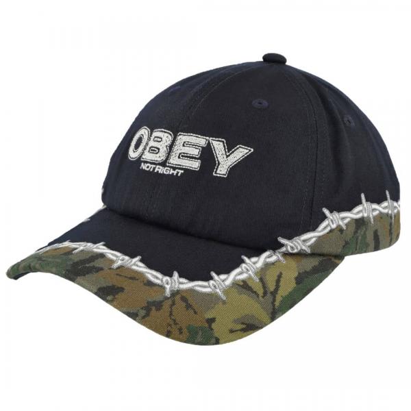 OBEY NOT RIGHT 6 PANNEL CAP BLACK