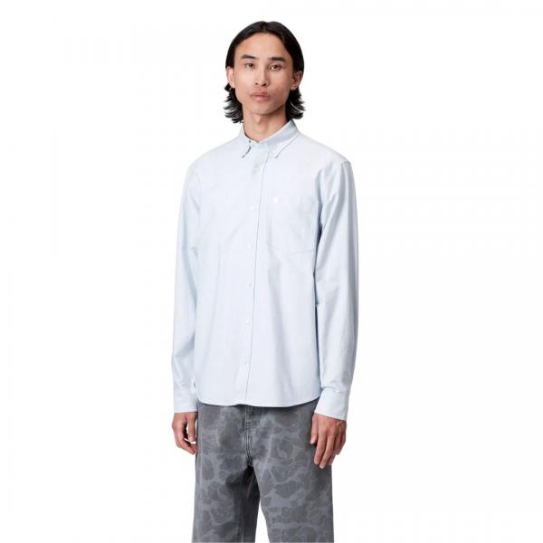 CARHARTT WIP L/S C-LOGO-SHIRT BLUE FOG/WHITE