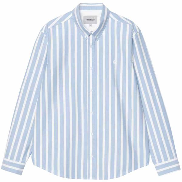 CARHARTT WIP L/S DEVEN SHIRT STRIPE BLEACH/WHITE