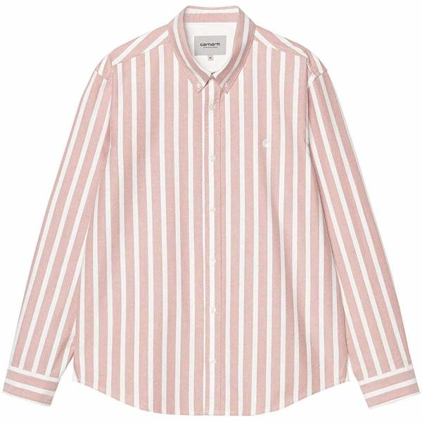 CARHARTT WIP L/S DEVEN SHIRT OXIDE RED/WHITE
