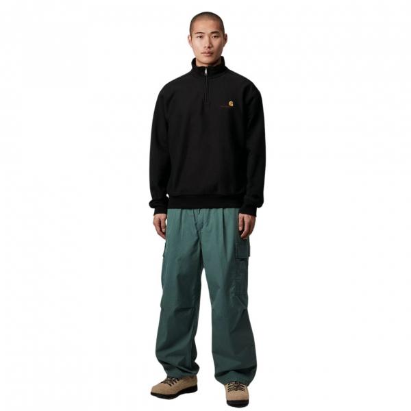 CARHARTT WIP HALF ZIP AMERICAN SCRIPT SWEATSHIRT BLACK