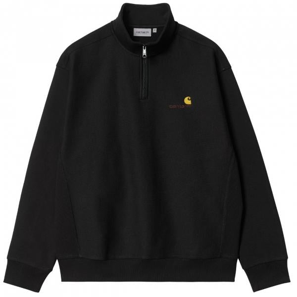CARHARTT WIP HALF ZIP AMERICAN SCRIPT SWEATSHIRT BLACK