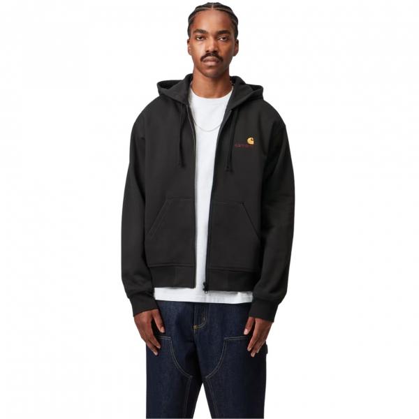 CARHARTT WIP HOODED AMERICAN SCRIPT JACKET BLACK