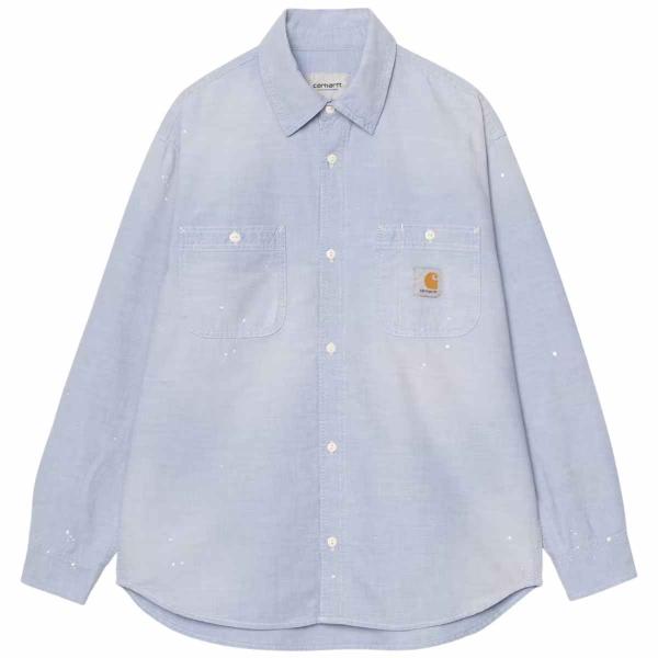 CARHARTT WIP L/S PAINTER SHIRT BLUE WORN USED (SPLATTER)