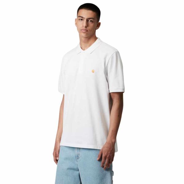 CARHARTT WIP CHASE PIQUE POLO WHITE/GOLD