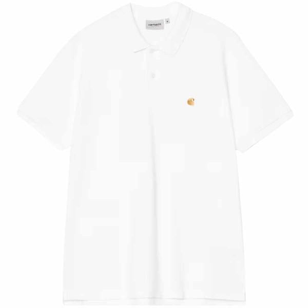 CARHARTT WIP CHASE PIQUE POLO WHITE/GOLD