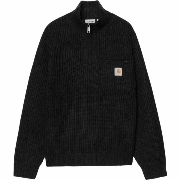 CARHARTT WIP DETROIT HALF ZIP SWEATER BLACK