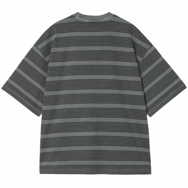 CARHARTT WIP S/S HANSON STRIPE KALE GREEN GARMENT DYED T-SHIRT