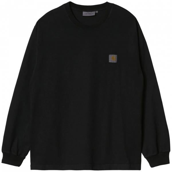 CARHARTT WIP T-SHIRT L/S VISTA BLACK (GARMENT DYED)