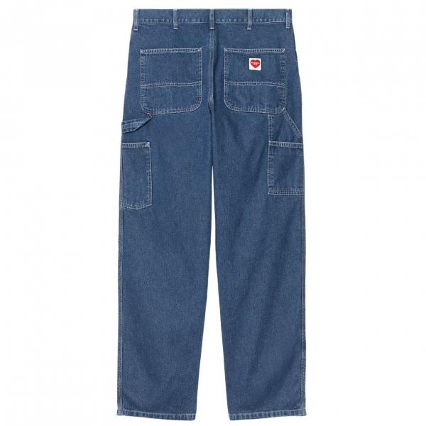 CARHARTT WIP SINGLE KNEE PANT BLUE (STONE WASHED) HEART PATCH