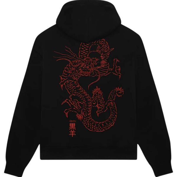 DOLLY NOIRE TATSU HOODIE BLACK/ORANGE FELPA