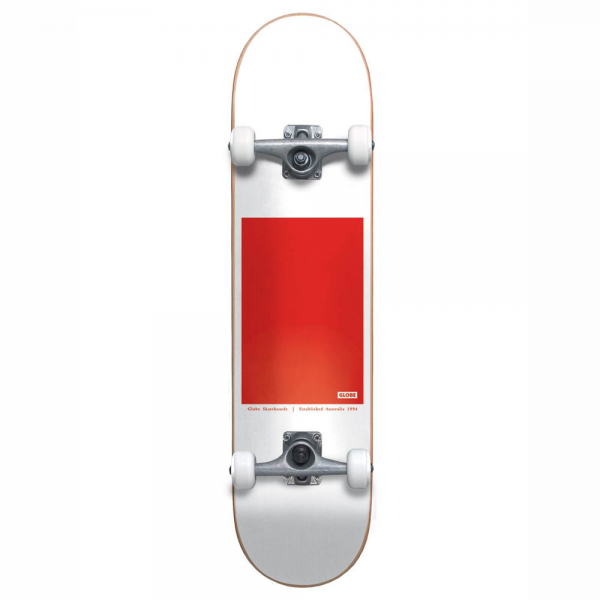GLOBE G0 BLOCK SERIF 8.0" WHITE/RED SKATEBOARD