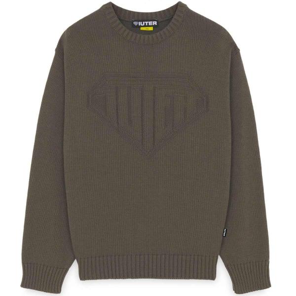 IUTER LINKS LOGO KNIT SWEATER BROWN MAGLIONE