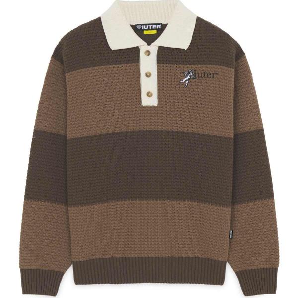 SOULS KNIT POLO JUMPER BROWN.