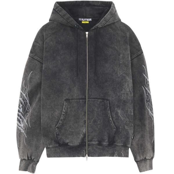 IUTER TRIBAL MARBLE ZIP HOODIE BLACK FELPA