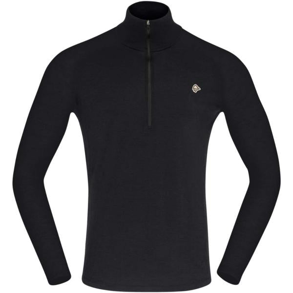 NORRONA FEMUND PURE ULL ZIP NECK CAVIAR BLACK TERMICA