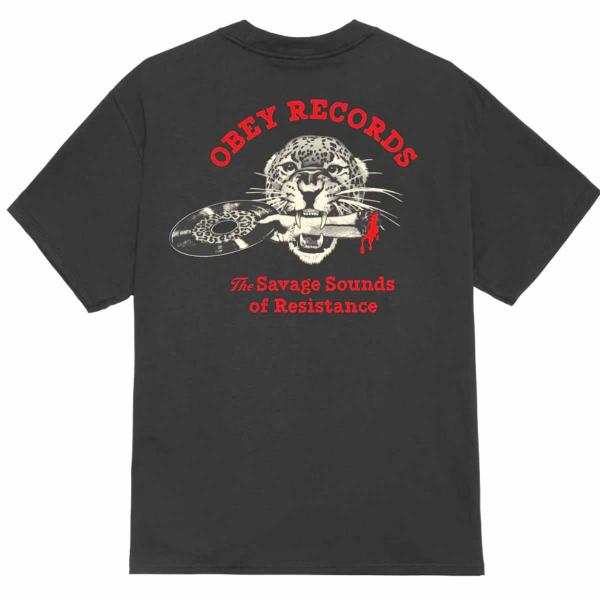 OBEY SAVAGE SOUNDS LEOPARD CLASSIC VINTAGE BLACK T-SHIRT