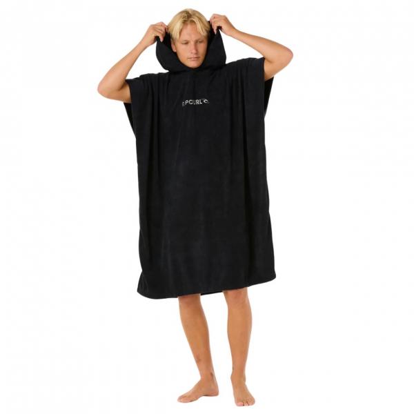 RIP CURL BRAND HOODED TOWEL BLACK/GREY PONCHO
