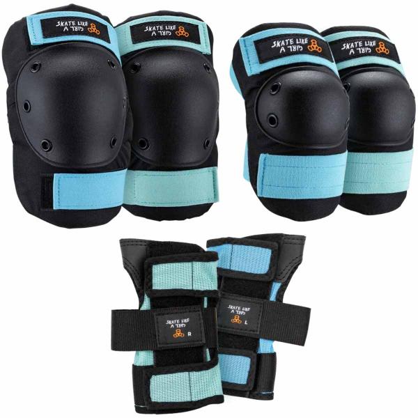 TRIPLE 8 SAVER COLOR SERIES 3-PACK SKATE LIKE A GIRL PROTEZIONI SKATEBOARD