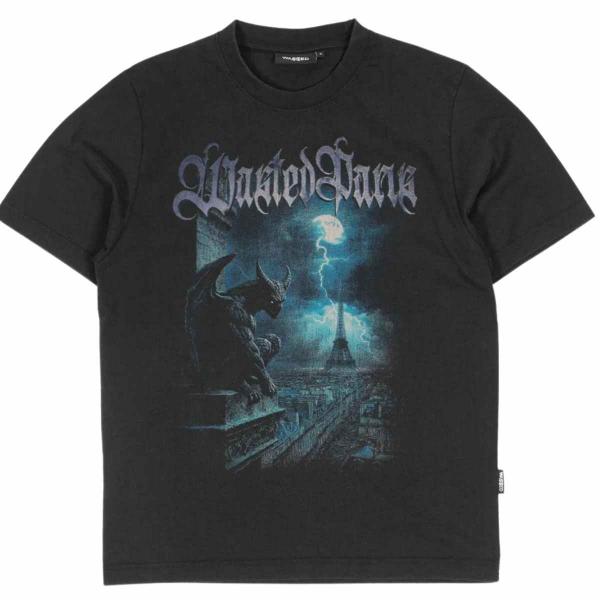 WASTED PARIS GARGOYLE FADED BLACK T-SHIRT