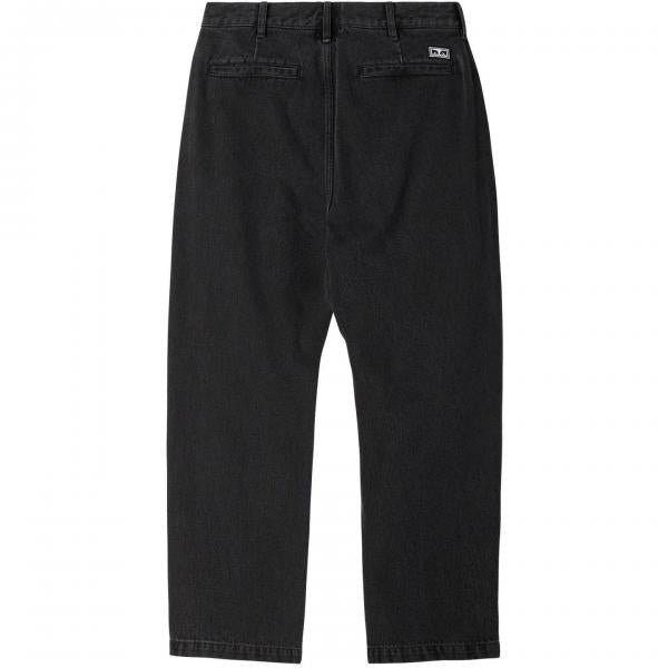 OBEY FUBAR PLEATED PANT BULL DENIM FADED BLACK