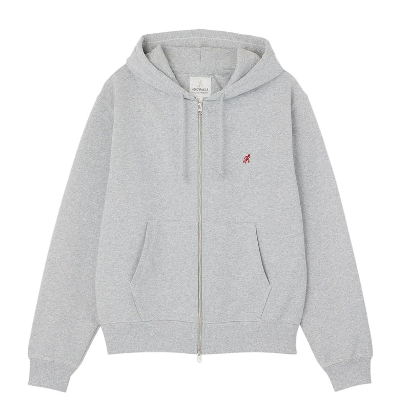 GRAMICCI ONE POINT ZIP HOODED SWEATSHIRT GREY HEATHER