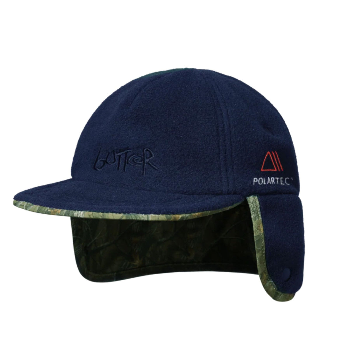 BUTTER GOODS POLARTEC REVERSIBLE TRAPPER CAP FOREST CAMO/NAVY