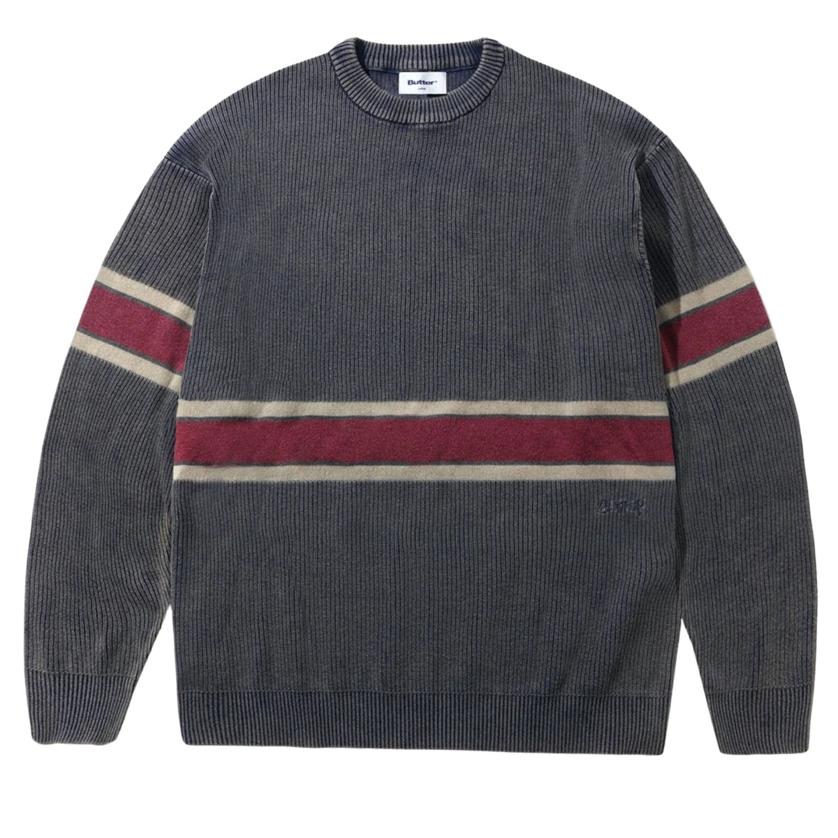 BUTTER GOODS BREAK KNIT SWEATER WASHED NAVY