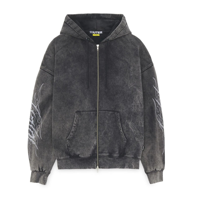 IUTER TRIBAL MARBLE ZIP HOODIE MARBLE BLACK