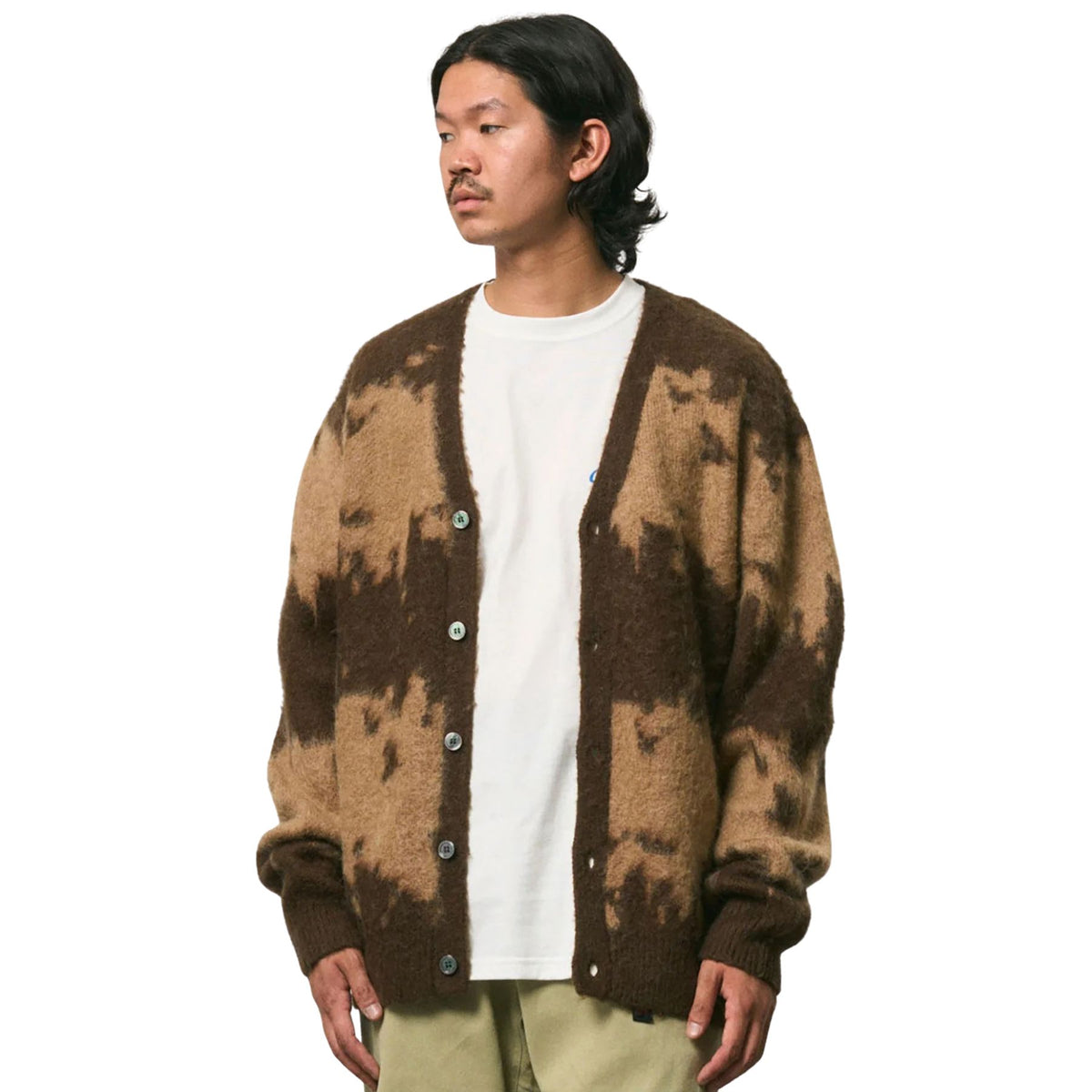 GRAMICCI MOHAIR SPLATTER CARDIGAN TAUPE SPLATTER