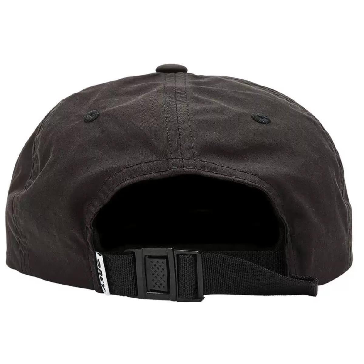 OBEY LOWERCASE NYLON 6 PANEL STRAPBACK BLACK CAPPELLO