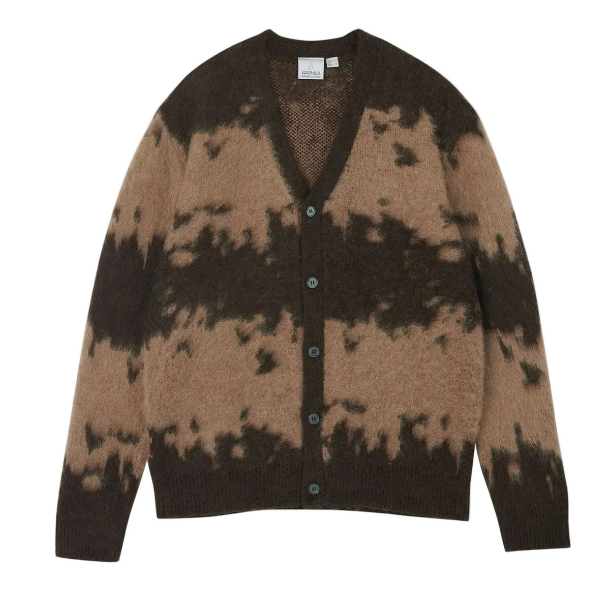 GRAMICCI MOHAIR SPLATTER CARDIGAN TAUPE SPLATTER
