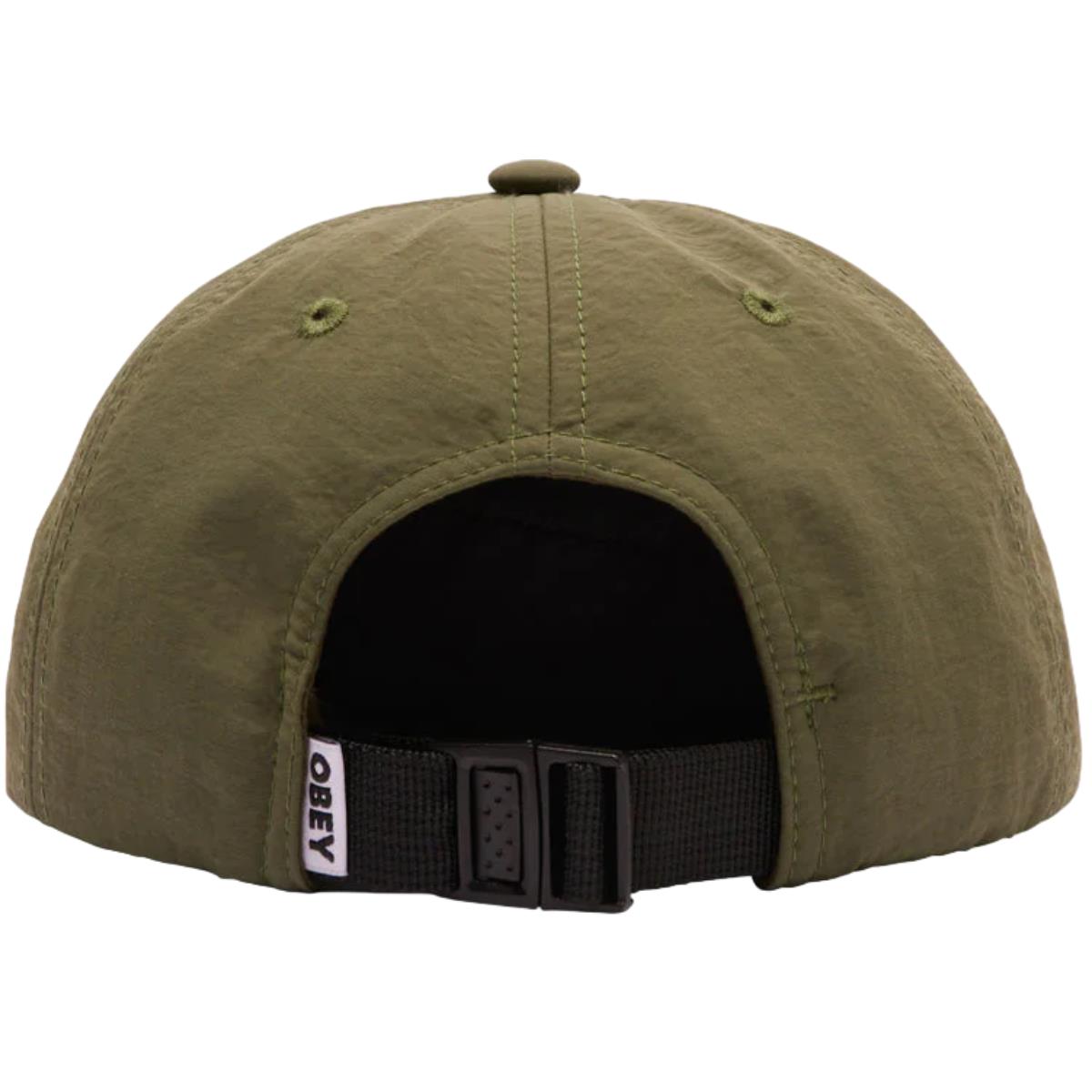 OBEY LOWERCASE NYLON 6 PANEL STRAPBACK MOSS GREEN CAPPELLO