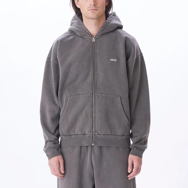 OBEY LOWERCASE ZIP PIGMENT DIGITAL BLACK FELPA