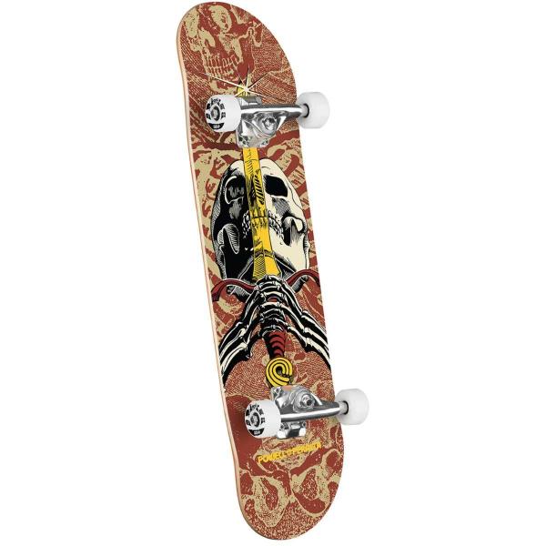 POWELL PERALTA SKULL&SWORD BIRCH MINI BURGUNDY 7.5" SKATEBOARD COMPLETO BAMBINO
