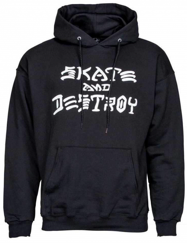 THRASHER SKATE AND DESTROY BLACK FELPA CAPPUCCIO