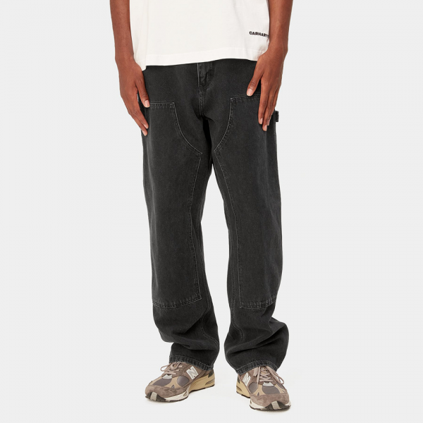 CARHARTT WIP DOUBLE KNEE BLACK PANT (STONE WASHED)