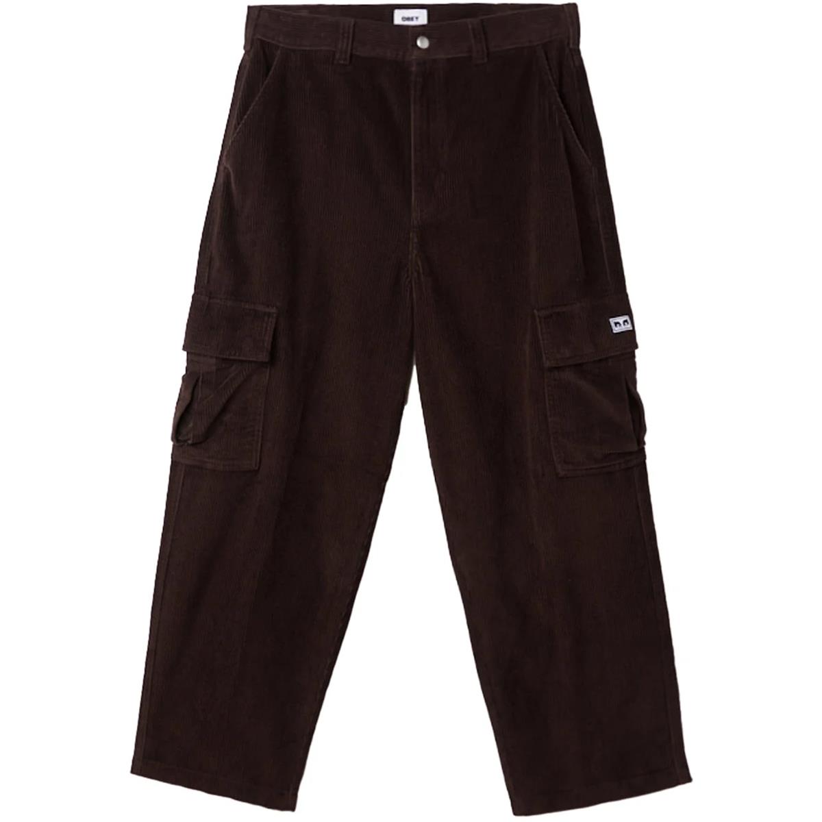 OBEY BIGWIG BAGGY CORDUROY CARGO JAVA BROWN PANTALONI